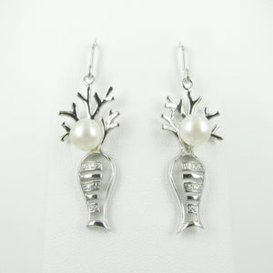 STAIRCASE TO THE MOON BOAB TREE EARRINGS WITH CZ'S