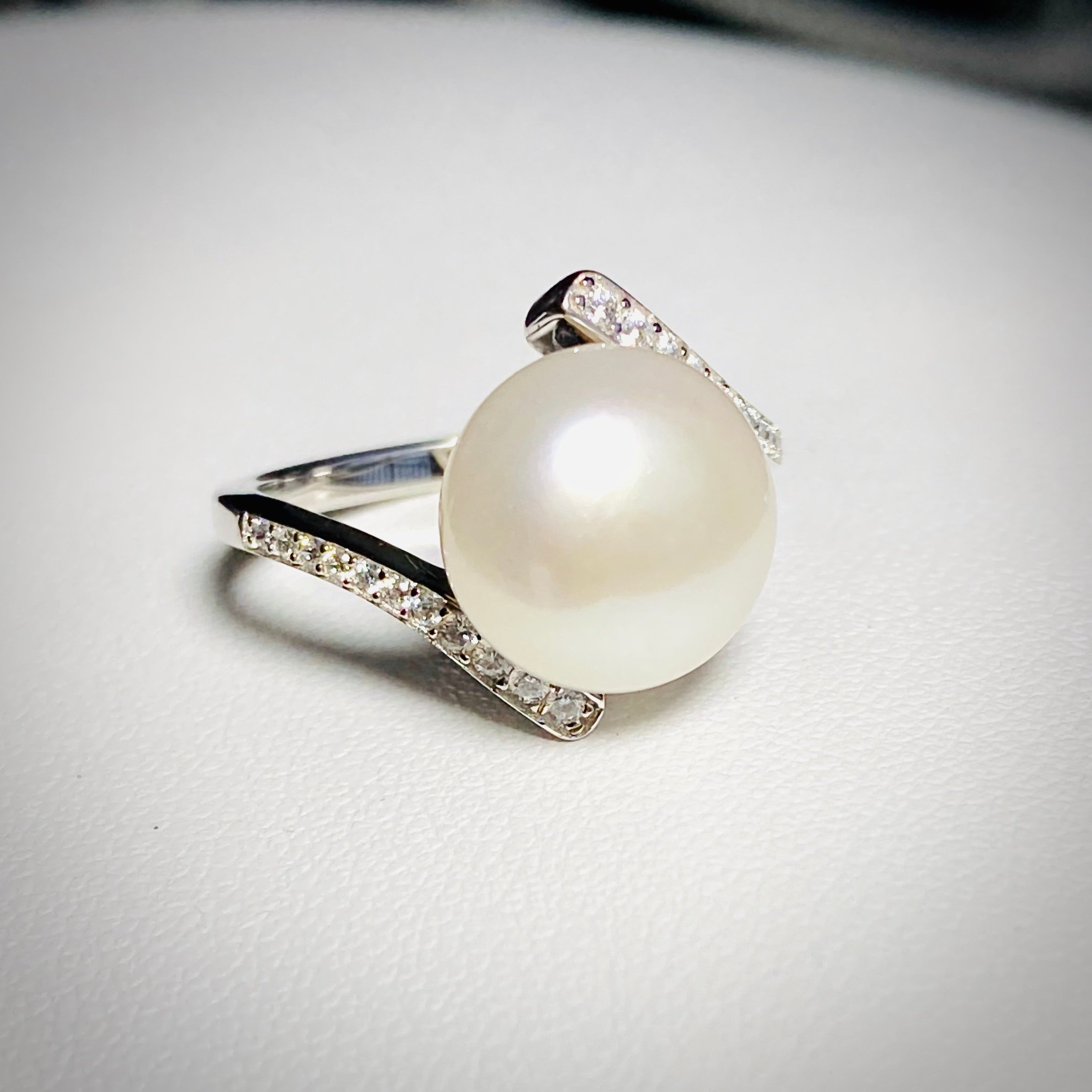 PEARL AND CZ RING – Dahlia Designs